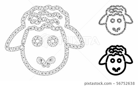 Sheep Head Vector Mesh Network Model and Triangle Mosaic Icon 56752638