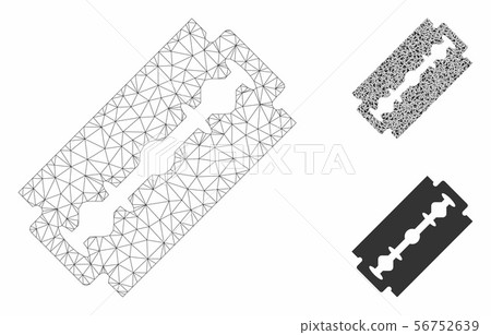 Shaving Razor Blade Vector Mesh 2D Model and Triangle Mosaic Icon 56752639