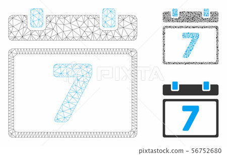 Seventh Day Vector Mesh Wire Frame Model and Triangle Mosaic Icon 56752680