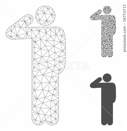 Salute Pose Vector Mesh Network Model and Triangle Mosaic Icon Salute Pose Vector Mesh Network Model and Triangle Mosaic Icon 56753715