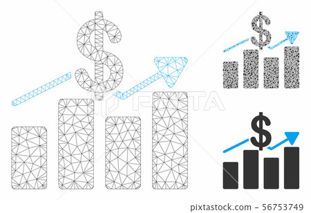 Sales Chart Vector Mesh Wire Frame Model and Triangle Mosaic Icon 56753749