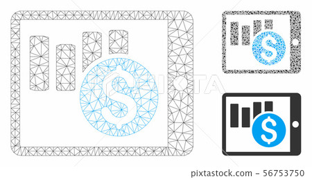 Sales Chart on PDA Vector Mesh Network Model and Triangle Mosaic Icon 56753750