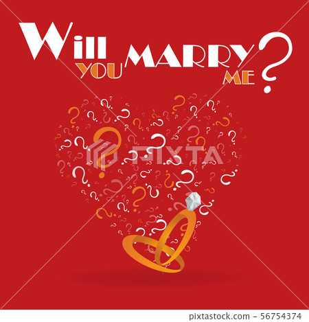 Will you marry me, cartoon drawing card  for web 56754374