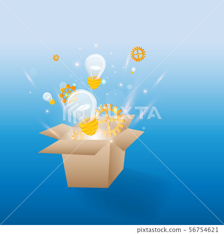 Think outside the box illustration. Box with laps 56754621