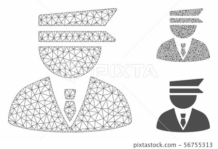 Police Officer Vector Mesh Wire Frame Model and Triangle Mosaic Icon 56755313