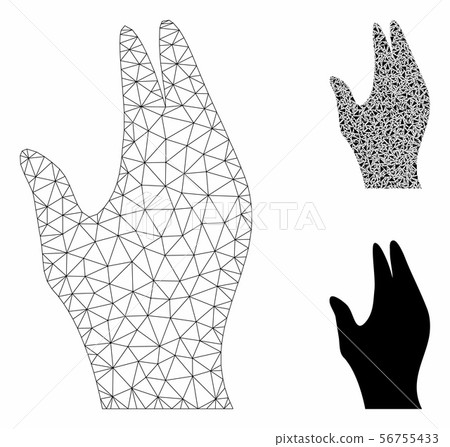 Manage Hand Vector Mesh Wire Frame Model and Triangle Mosaic Icon 56755433