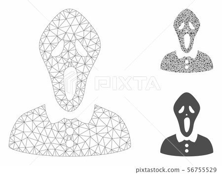 Horror Woman Vector Mesh Wire Frame Model and Triangle Mosaic Icon Horror Woman Vector Mesh Wire Frame Model and Triangle Mosaic Icon 56755529