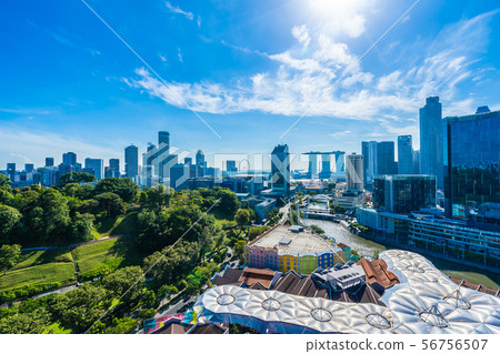Beautiful architecture building exterior cityscape in Singapore city skyline Beautiful architecture building exterior cityscape in Singapore city skyline 56756507