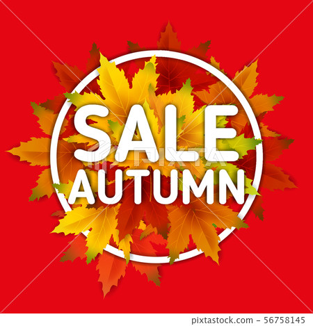 Autumn Sale Background Template, with falling bunch of leaves, shopping sale or seasonal poster for Autumn Sale Background Template, with falling bunch of leaves, shopping sale or seasonal poster for 56758145