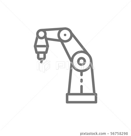 Robotic arm for 3d printer line icon. 56758298