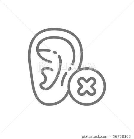 Hearing loss, bad hearing test line icon. 56758303