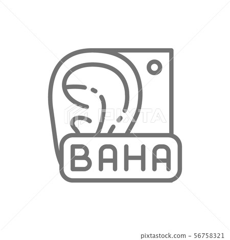 Bone Anchored Hearing Aid, BAHA line icon. 56758321