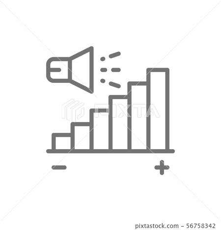Hearing aid volume control line icon. Isolated on white background 56758342