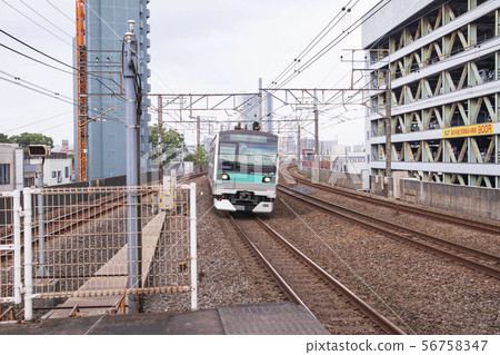 Vehicles Arriving At Ayase Station On Tokyo Stock Photo