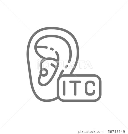 In The Canal Hearing Aid, ITC line icon. In The Canal Hearing Aid, ITC line icon. 56758349