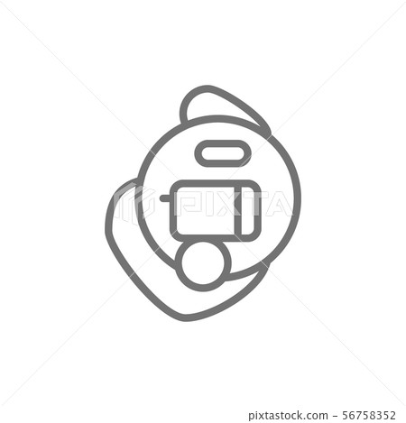Intra ear hearing aid line icon. Isolated on white background 56758352