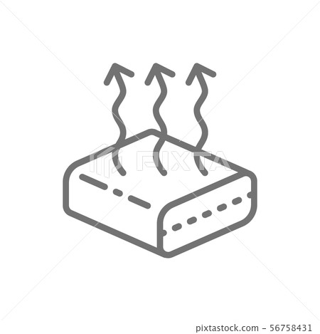 Breathable mattresses, material with air circulation line icon. Breathable mattresses, material with air circulation line icon. 56758431