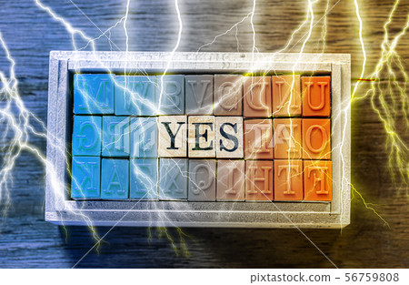 Hanko placed on the wood grain, the background of wood grain, blue, orange and lightning (thunder) 56759808