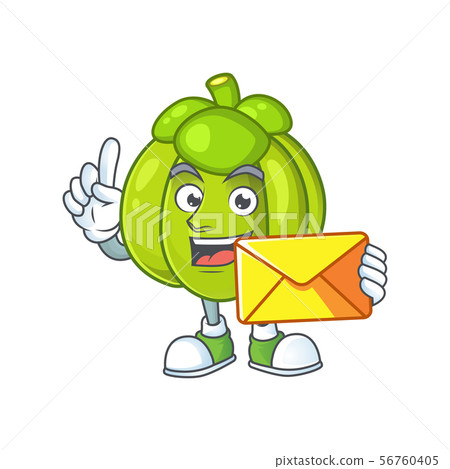 With envelope green pumpkin isolated on white background 56760405
