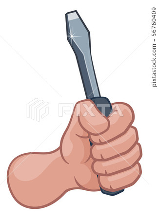 Electrician Handyman Hand Holding Screwdriver Electrician Handyman Hand Holding Screwdriver 56760409