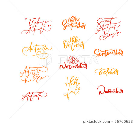 Download Bundle Set Of Orange Vector Lettering Stock Illustration 56760638 Pixta
