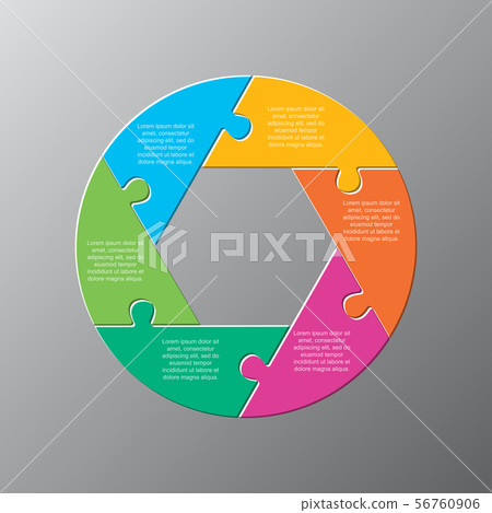 Six pieces jigsaw puzzle circles diagram graphic Six pieces jigsaw puzzle circles diagram graphic 56760906