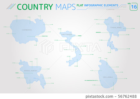 Cambodia, Thailand, Vietnam, Bangladesh and Sri Lanka Vector Maps Cambodia, Thailand, Vietnam, Bangladesh and Sri Lanka Vector Maps 56762488