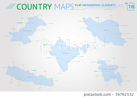 Pakistan, India, Bangladesh, Iran and Nepal Vector Maps Pakistan, India, Bangladesh, Iran and Nepal Vector Maps 56762532