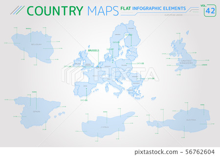 European Union, Belgium, Austria, Cyprus, Spain and United Kingdom Vector Maps European Union, Belgium, Austria, Cyprus, Spain and United Kingdom Vector Maps 56762604
