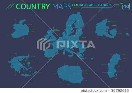 European Union, Sweden, Poland, Greece, Ireland and Denmark Vector Maps European Union, Sweden, Poland, Greece, Ireland and Denmark Vector Maps 56762613