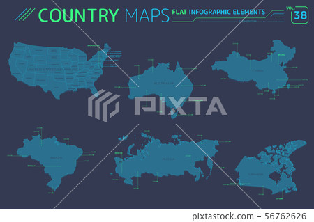 Russia, Canada, China, United States, Brazil and Australia Vector Maps Russia, Canada, China, United States, Brazil and Australia Vector Maps 56762626
