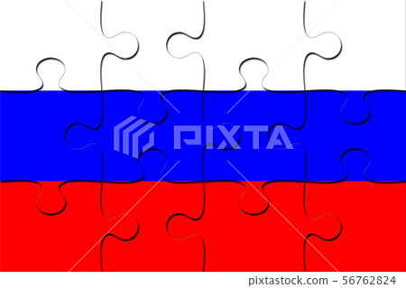 Puzzle with the national flag of Russia. Puzzle with the national flag of Russia. 56762824