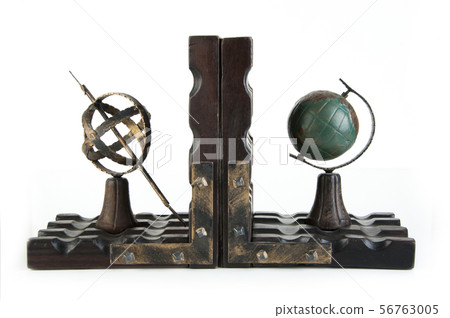 Antique book ends on a white background Antique book ends on a white background 56763005