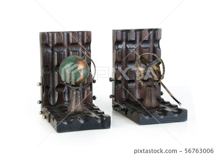 Antique book ends on a white background Antique book ends on a white background 56763006