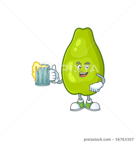 With juice papaya character cartoon with funny face With juice papaya character cartoon with funny face 56763307