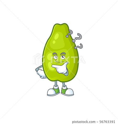 Thinking papaya character cartoon with funny face Thinking papaya character cartoon with funny face 56763391