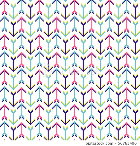 Arrows geometric seamless pattern pixelart texture. Arrows geometric seamless pattern pixelart texture. 56763490