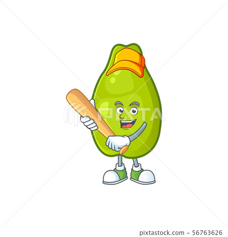 Playing baseball cute papaya on a white background 56763626