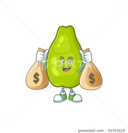With money bag cute papaya on a white background With money bag cute papaya on a white background 56763629