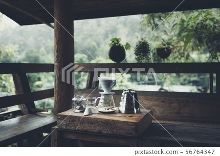 Black coffee in a glass made at home 56764347