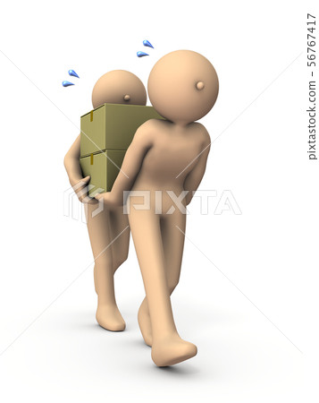 Two characters carrying cardboard in cooperation 56767417