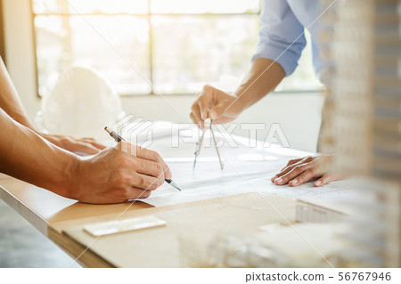 Architect Engineer Design Working on Blueprint Architect Engineer Design Working on Blueprint 56767946