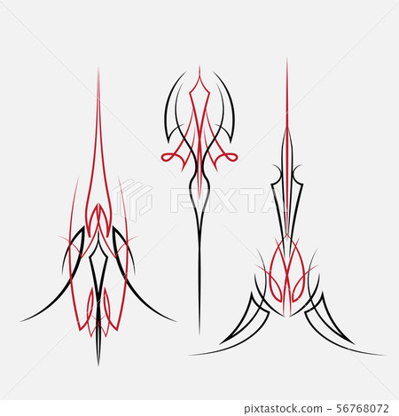 Set vintage pinstrip black and red graphic vector 56768072