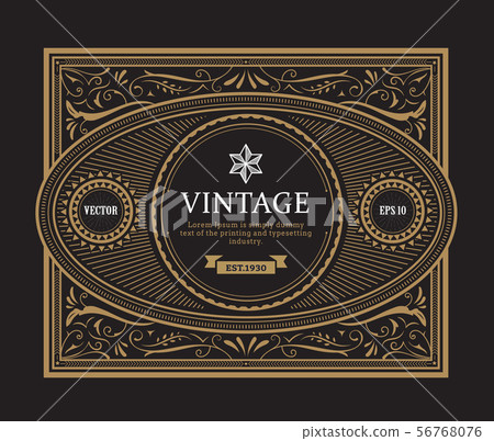 Vintage border antique frame whiskey label hand Vintage border antique frame whiskey label hand 56768076