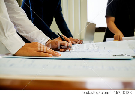 Architect Engineer Design Working on Blueprint Architect Engineer Design Working on Blueprint 56768128