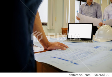 Architect Engineer Design Working on Blueprint Architect Engineer Design Working on Blueprint 56768129