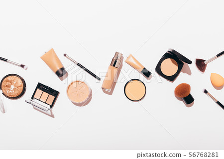 Stylish makeup background of cosmetic products 56768281