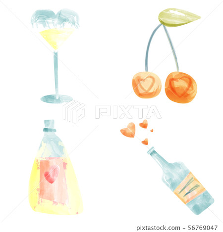 Vector cute objects and elements for Valentine's Day cards: heart, key, candy, letter Vector cute objects and elements for Valentine's Day cards: heart, key, candy, letter 56769047