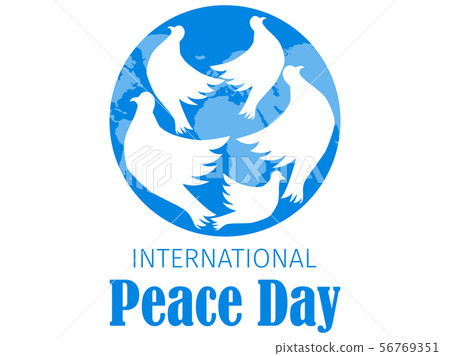 International Peace Day. Greeting card with flying 56769351