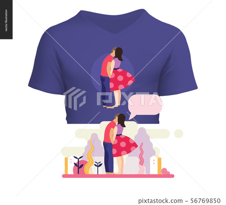Kissing scene composition t-shirt design Kissing scene composition t-shirt design 56769850